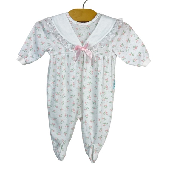 Vintage Little Me Floral Lace Footie Sleeper Size 3 Months - Picture 1 of 10